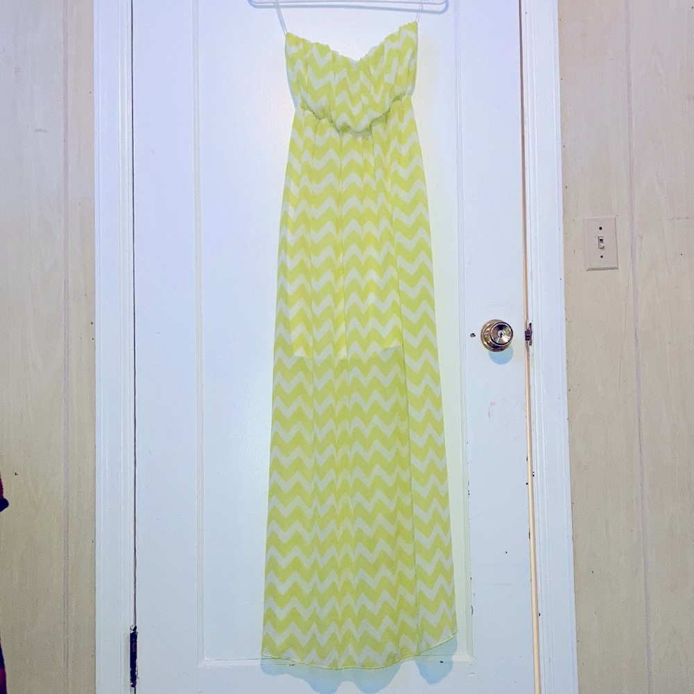 Yellow and white dress